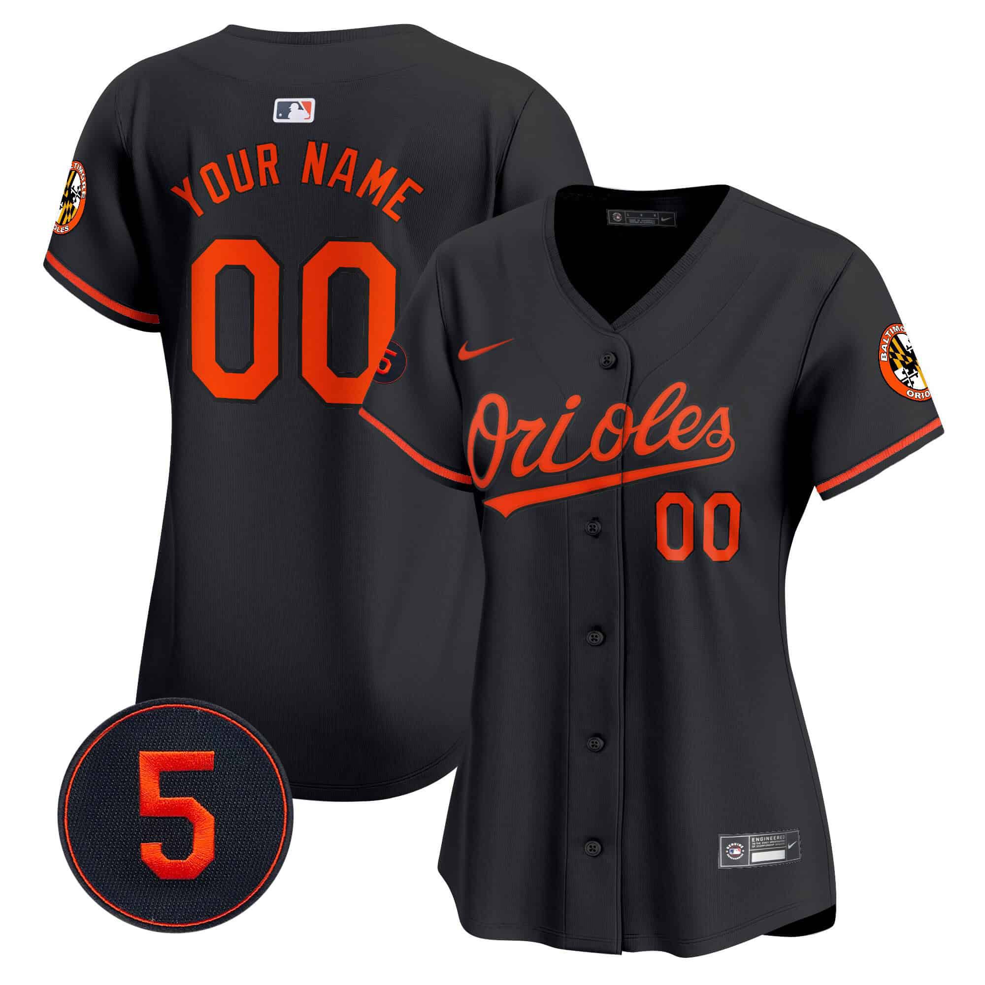 Women Baltimore Orioles Black 2024 Nike Robinson Patch Vapor Premier Limited Custom MLB Jersey style 2